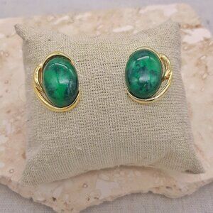 VTG 80's/90's Green & Gold Statement Earrings